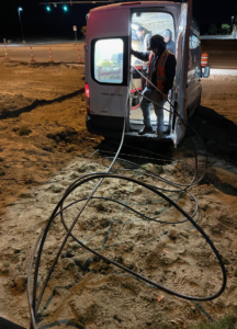 Trace Fiber team splicing mission critical fiber optic cables during emergency call out in Colorado